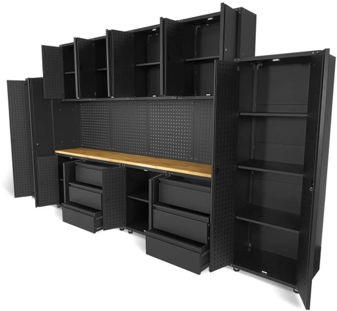 HBM Modulair Premium Werkplaatssysteem, 16-delig, mat zwart