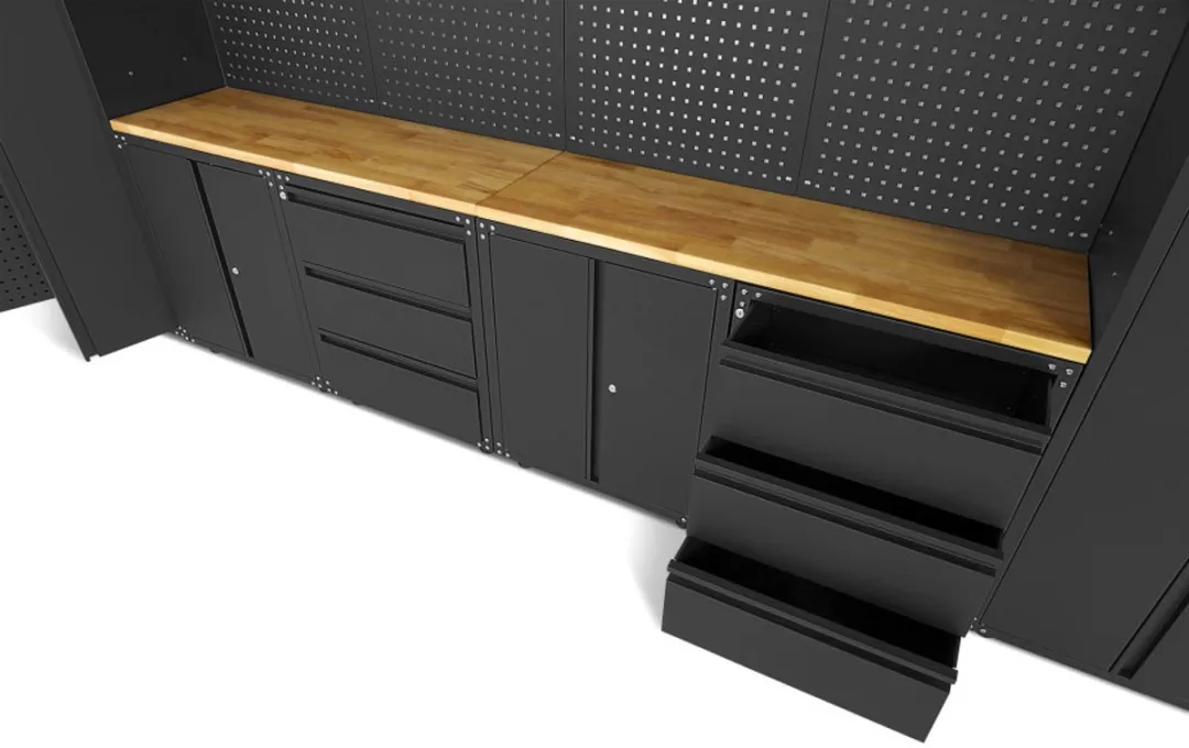 HBM Modulair Premium Werkplaatssysteem, 16-delig, mat zwart