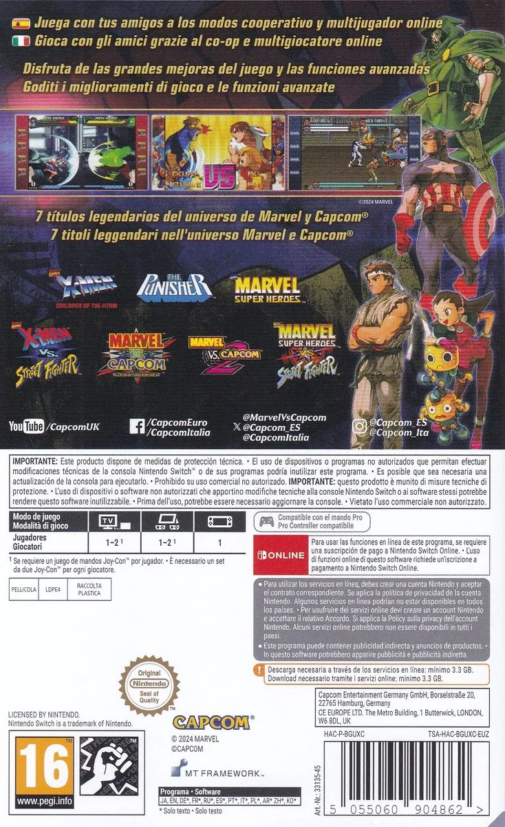 Capcom Marvel vs Capcom Fighting Collection - Arcade Classics Code in Box IT ES Switch