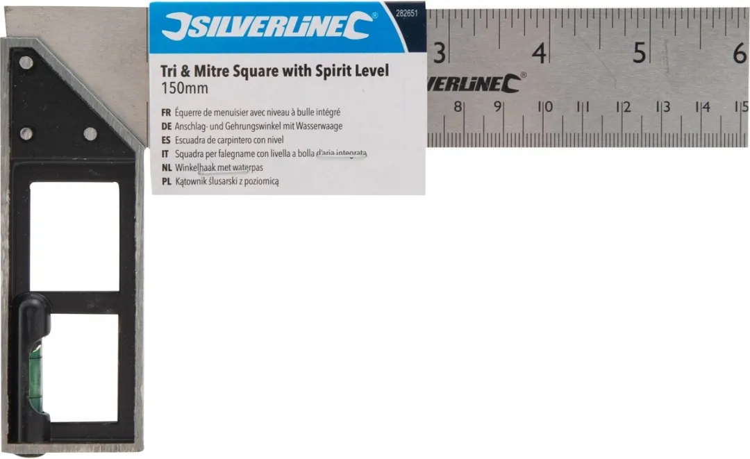 Silverline Winkelhaak 150mm - Gietaluminium - Metrisch/Imperiaal - Zilver/Zwart