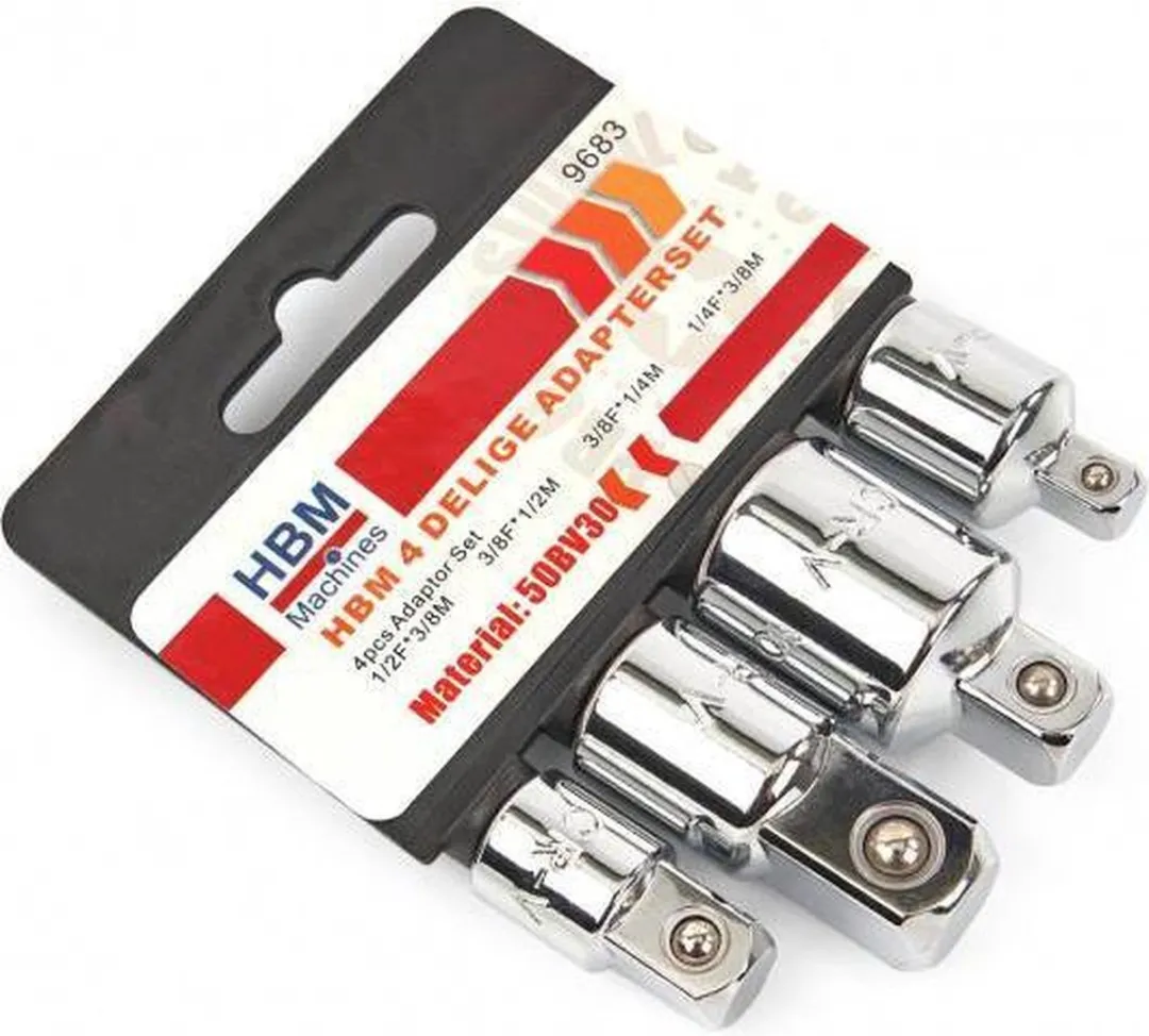 HBM Machines Dopsleutel Adapterset 4-delig - Zilver