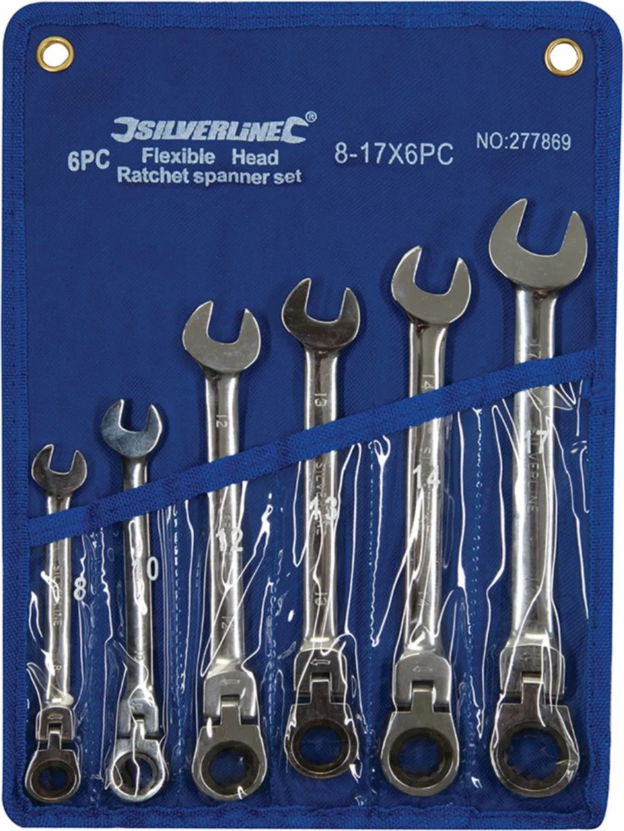 Silverline Steekringratelsleutelset 6-delig 8-17mm