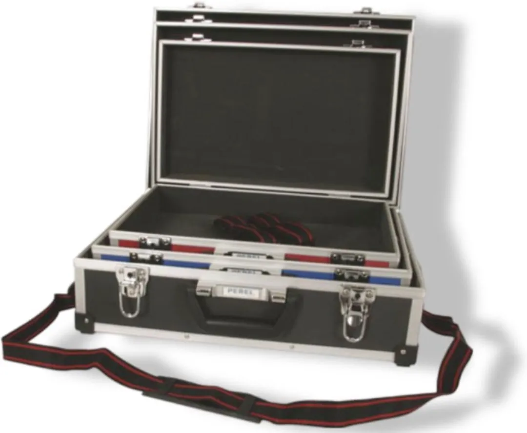 Perel Set 3 Aluminium Opbergkoffers 1820-3 - Max 460x335x150mm - Zwart/Blauw/Rood/Grijs