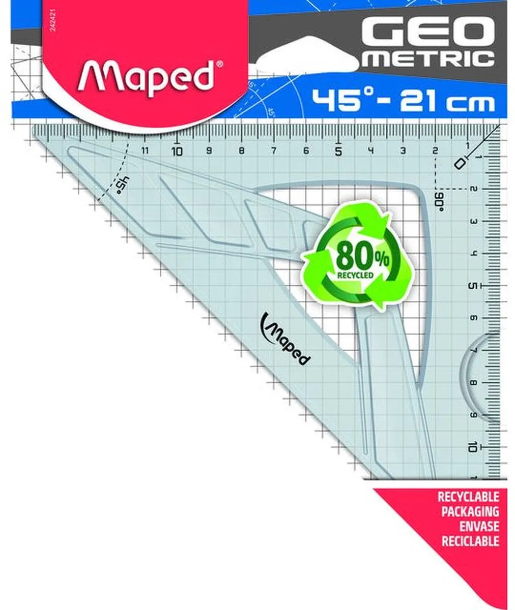 Maped Geometric Winkelhaak 21cm - Transparant