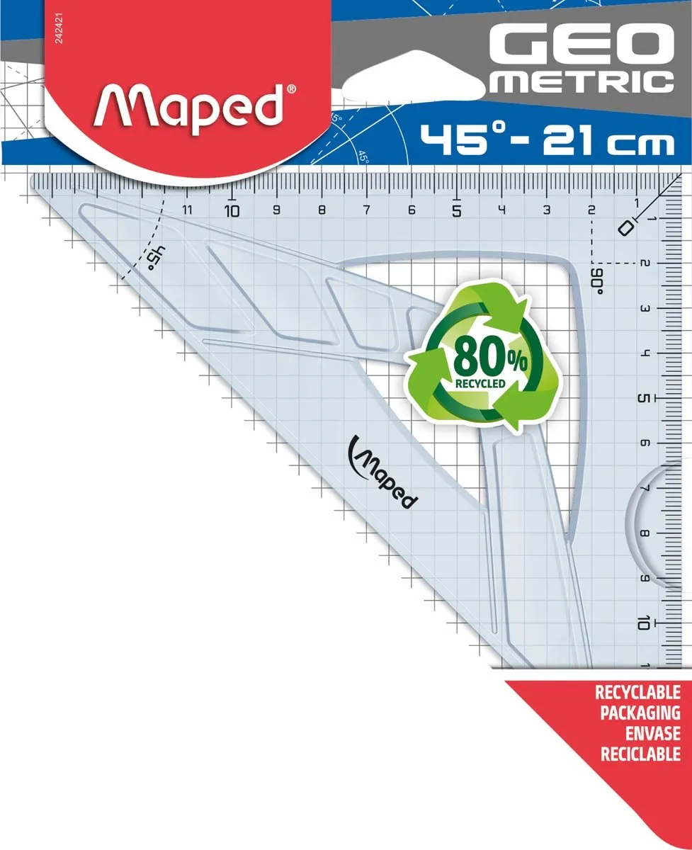 Maped Geometric Winkelhaak 21cm - Transparant
