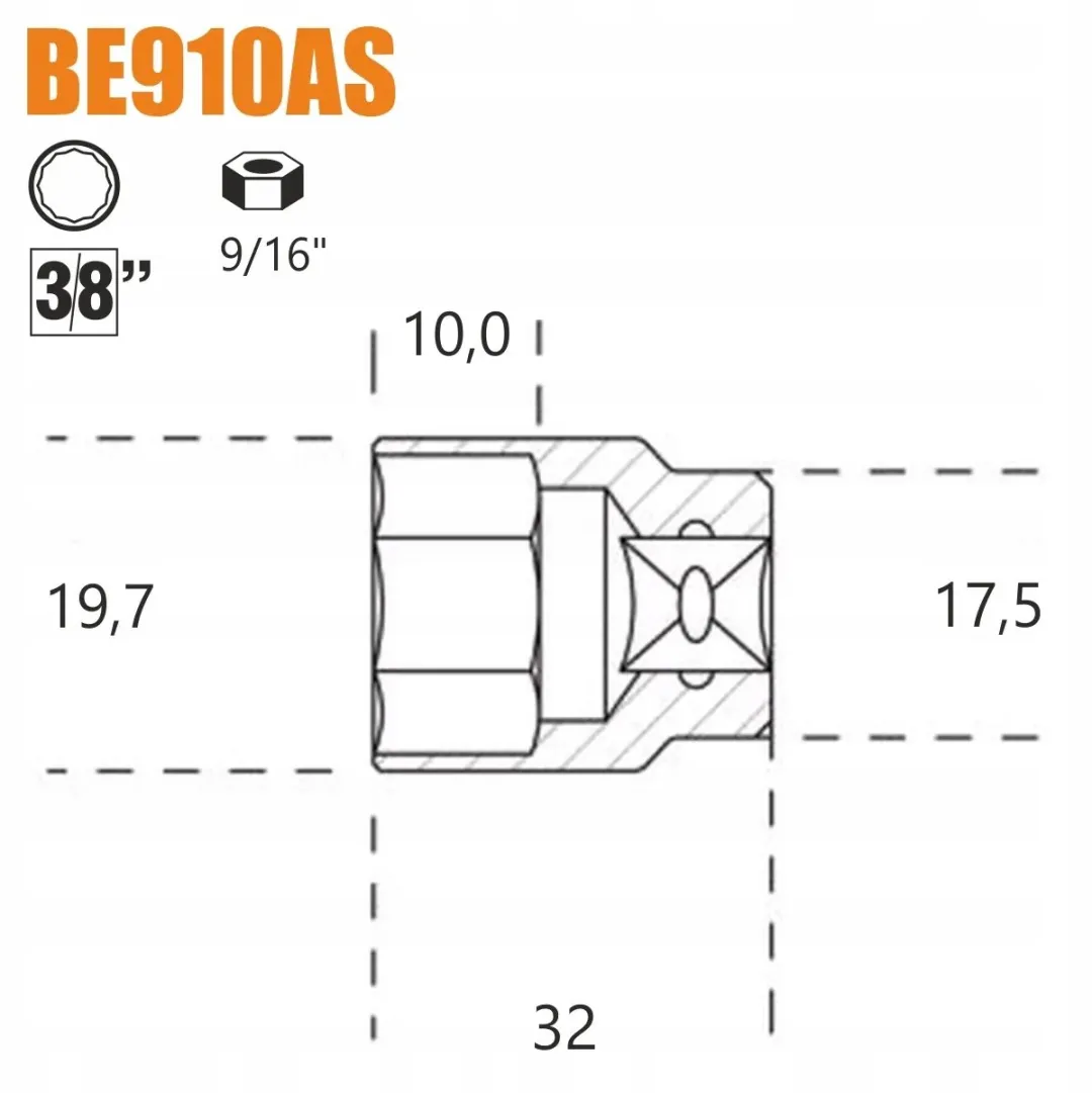 Beta 12-hoekige dop 3/8" - 9/16"