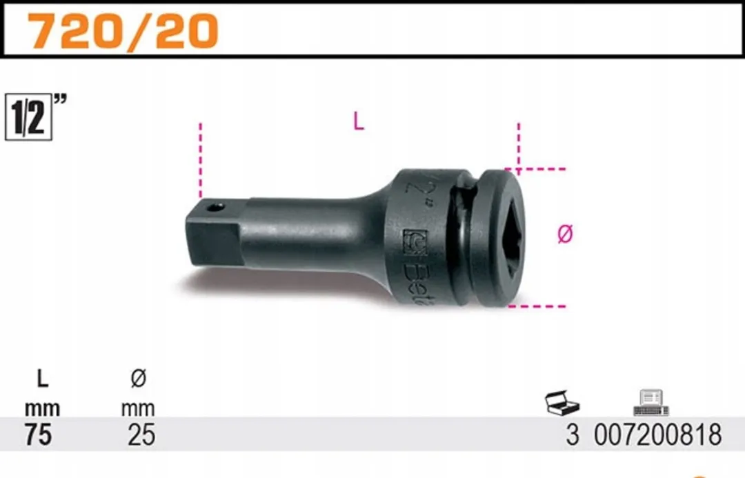 Beta Slagmoersleutel Verlenger 1/2" 75mm - afbeelding 2 van 2