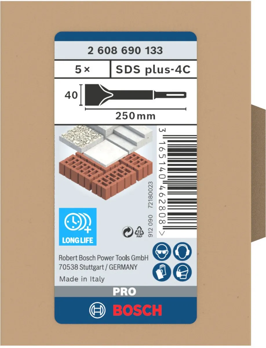 Bosch Professional SDS-Plus Spadebeitel 40x250mm - 5 Stuks