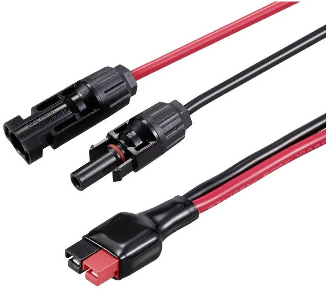Tru Components TC-12195720 Mini-hoogspanningsstekker naar PV-stekker 250mm - Zwart/Rood