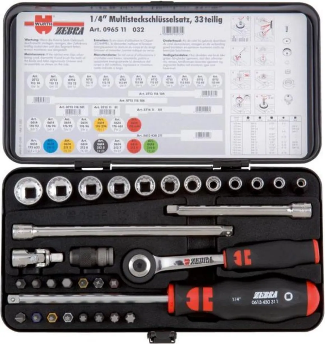 Würth Zebra 33-delig Doppenset 1/4"