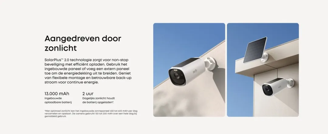 Eufy E40 Add-on Camera 2K - 2 Stuks - Zonnepaneel