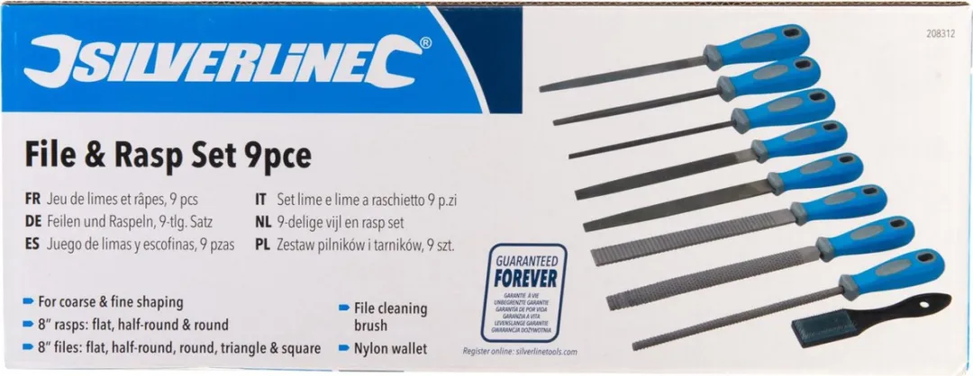 Silverline 9-delige Vijl en Rasp Set