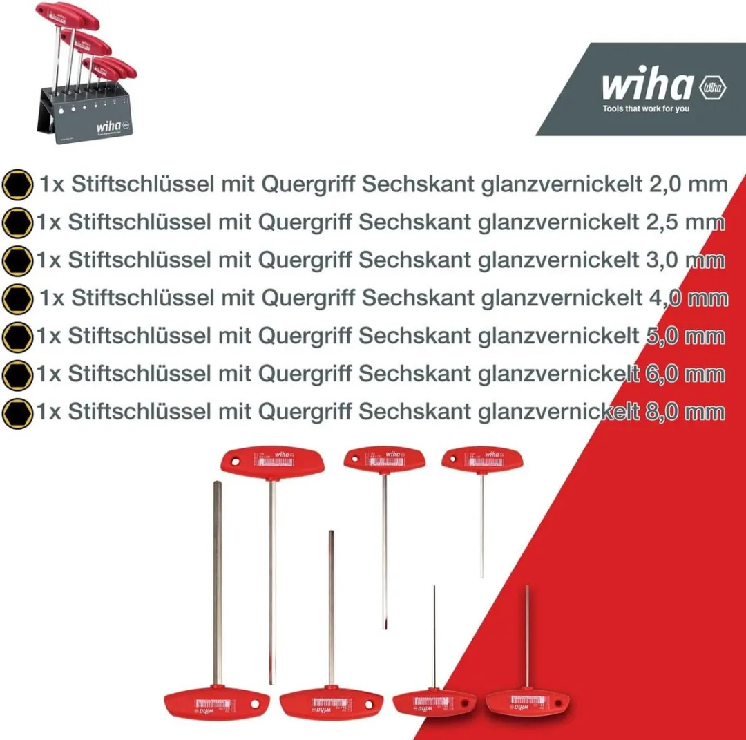 Wiha Stiftsleutelset 8-delig 00953 - T-greep - Werkbankhouder - afbeelding 6 van 6