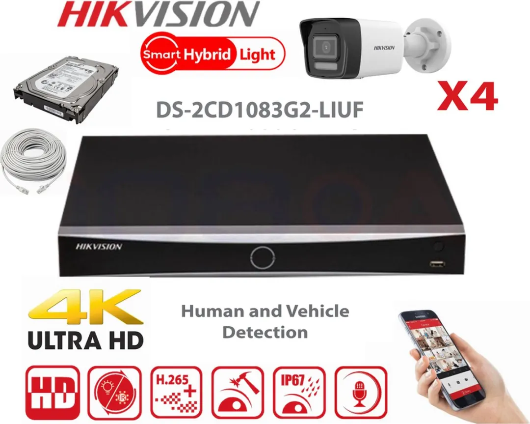 Hikvision Smart Hybrid G2 DS-2CD1083G2-LIUF Camera Kit 4x 8MP