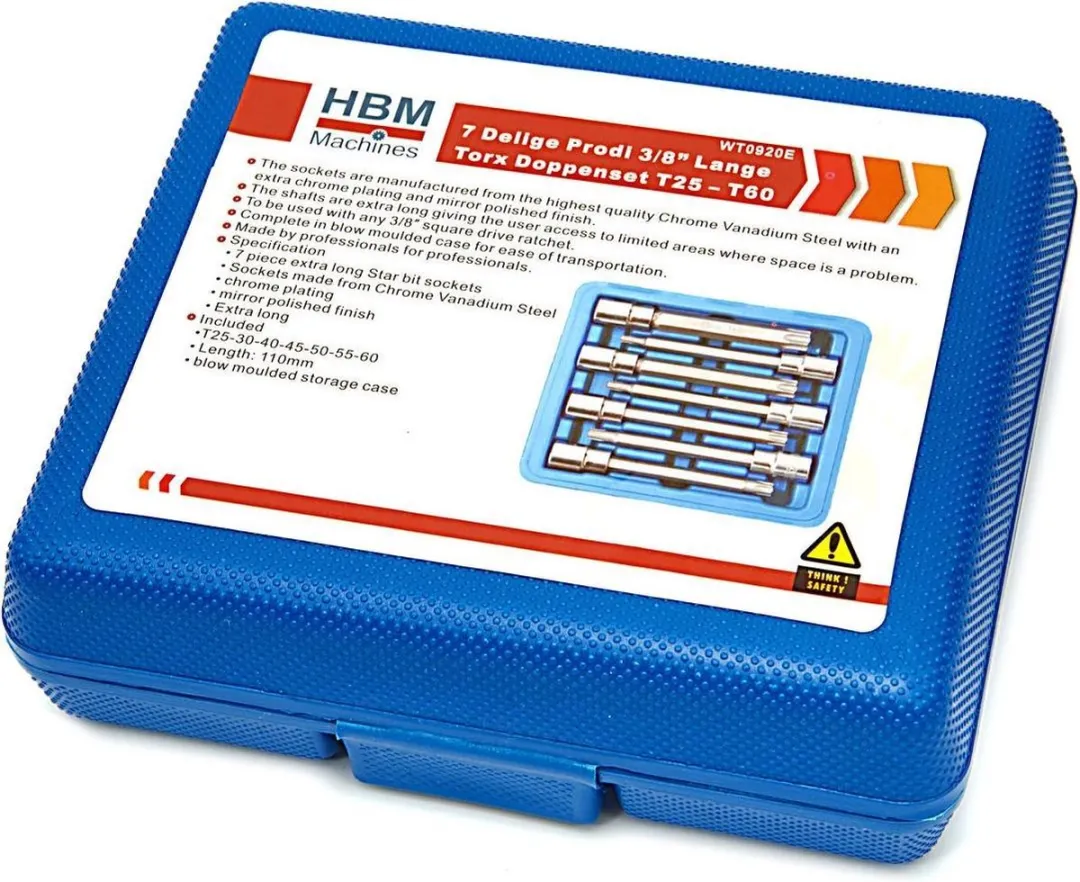 HBM 7-delige Profi Torx Doppenset T25-T60 - 27mm