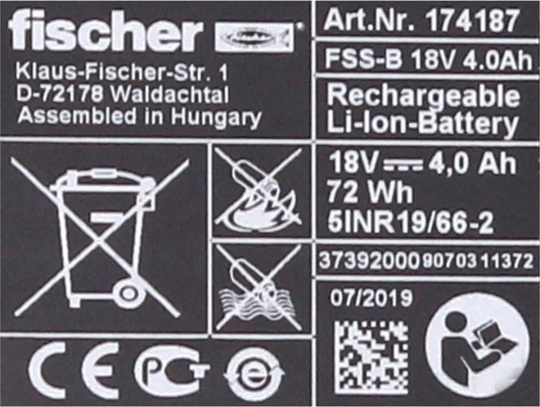 Fischer FSS-B 18V 4.0 Ah Accu - 552930 - afbeelding 5 van 6