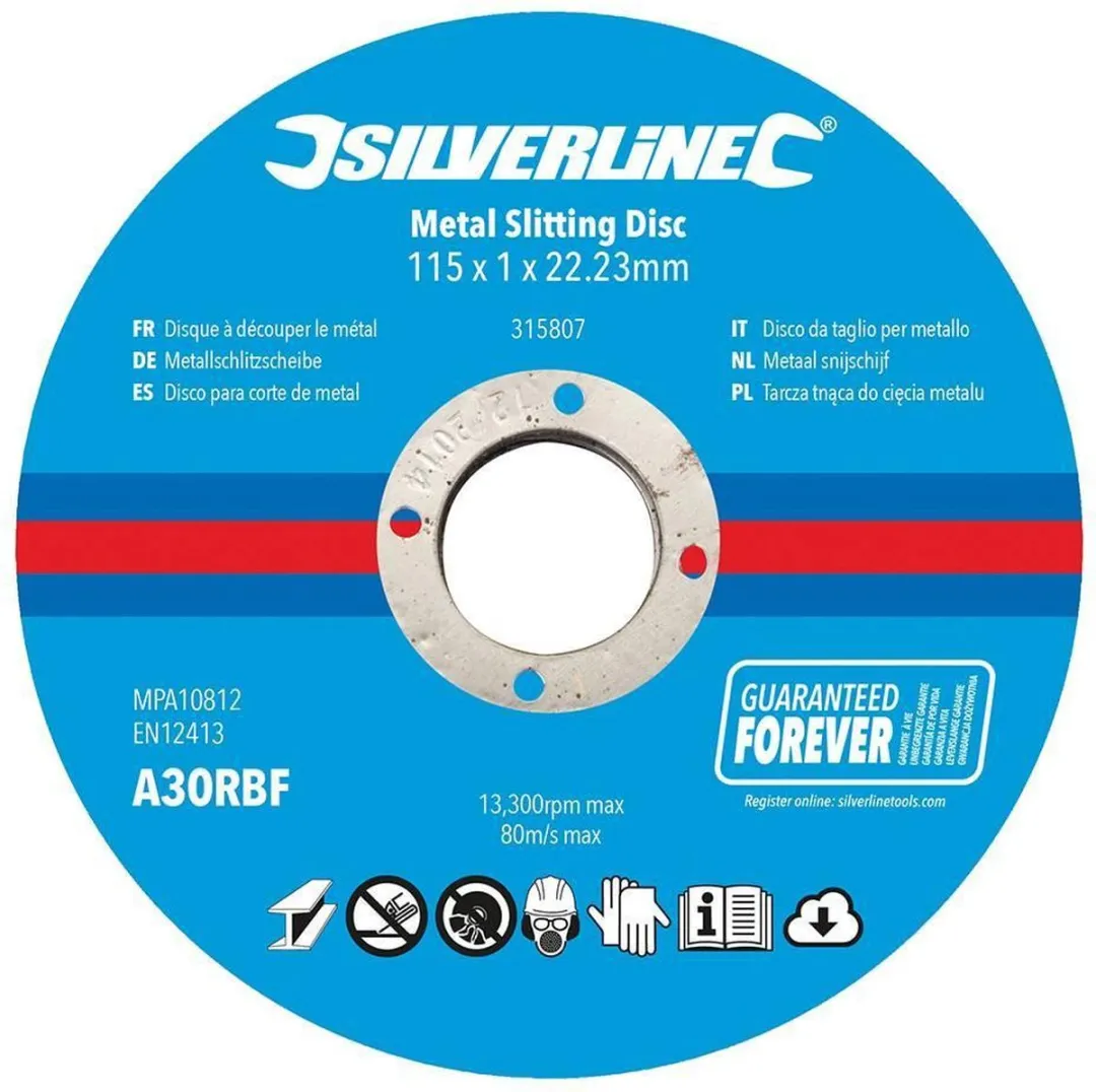 Silverline Metaal Snijschijf Ø115mm Glasvezel - 10 Stuks
