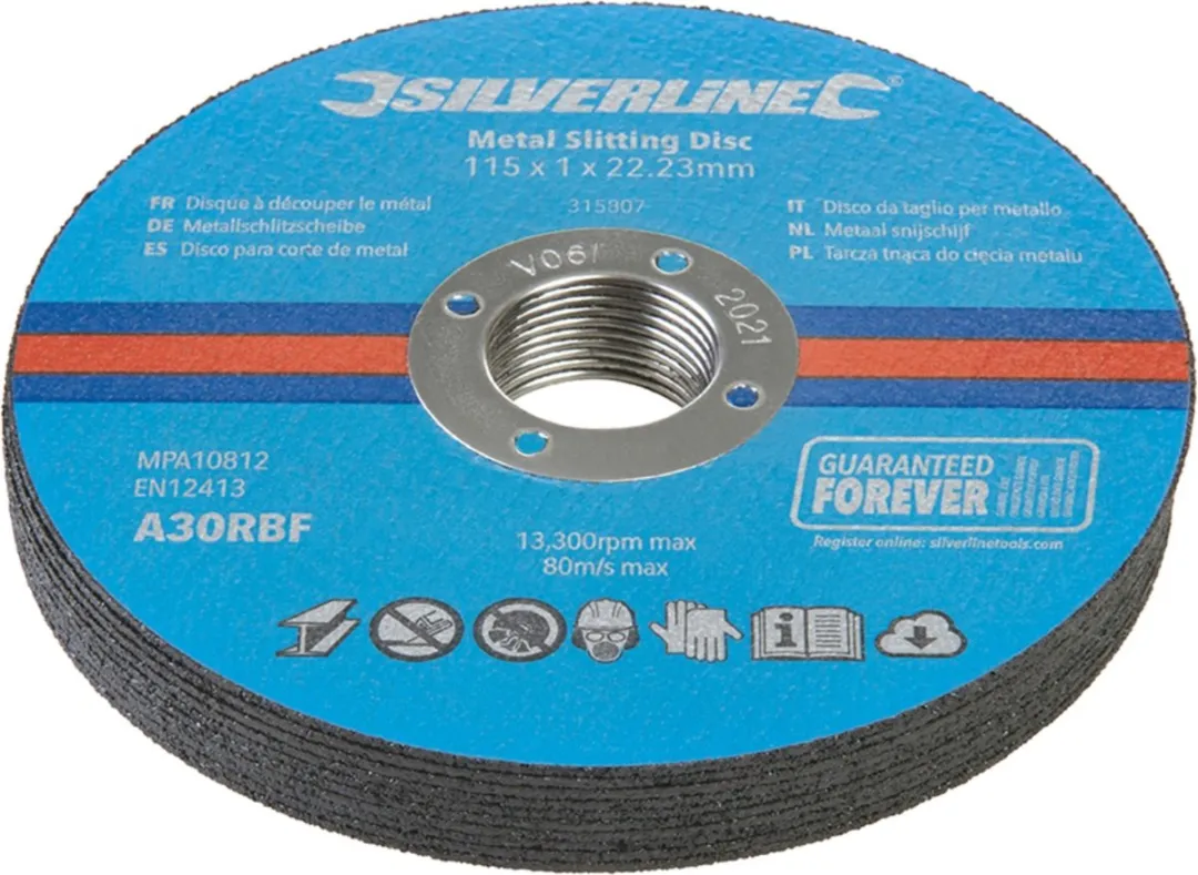 Silverline Metaal Snijschijf Ø115mm Glasvezel - 10 Stuks
