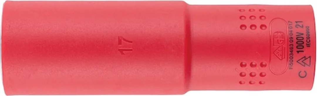Würth VDE Dopsleutel 17mm - 1/2 inch Lang - Rood