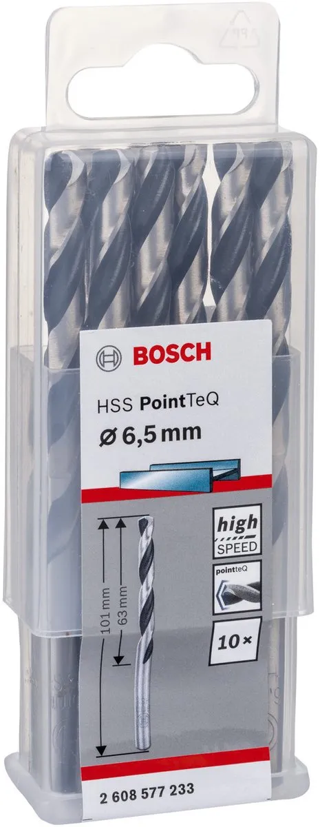 Bosch HSS PointTeQ DIN 338 Boormachinebits 6,5x63x101mm - 10 Stuks