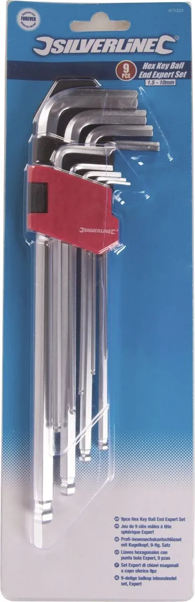 Silverline 9-delige Balkop Inbussleutel Set 1,5-10mm