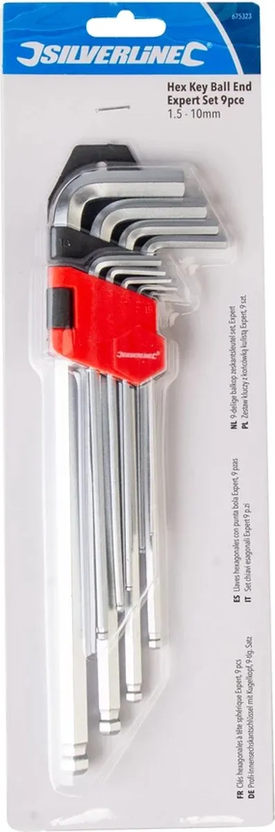 Silverline 9-delige Balkop Inbussleutel Set 1,5-10mm