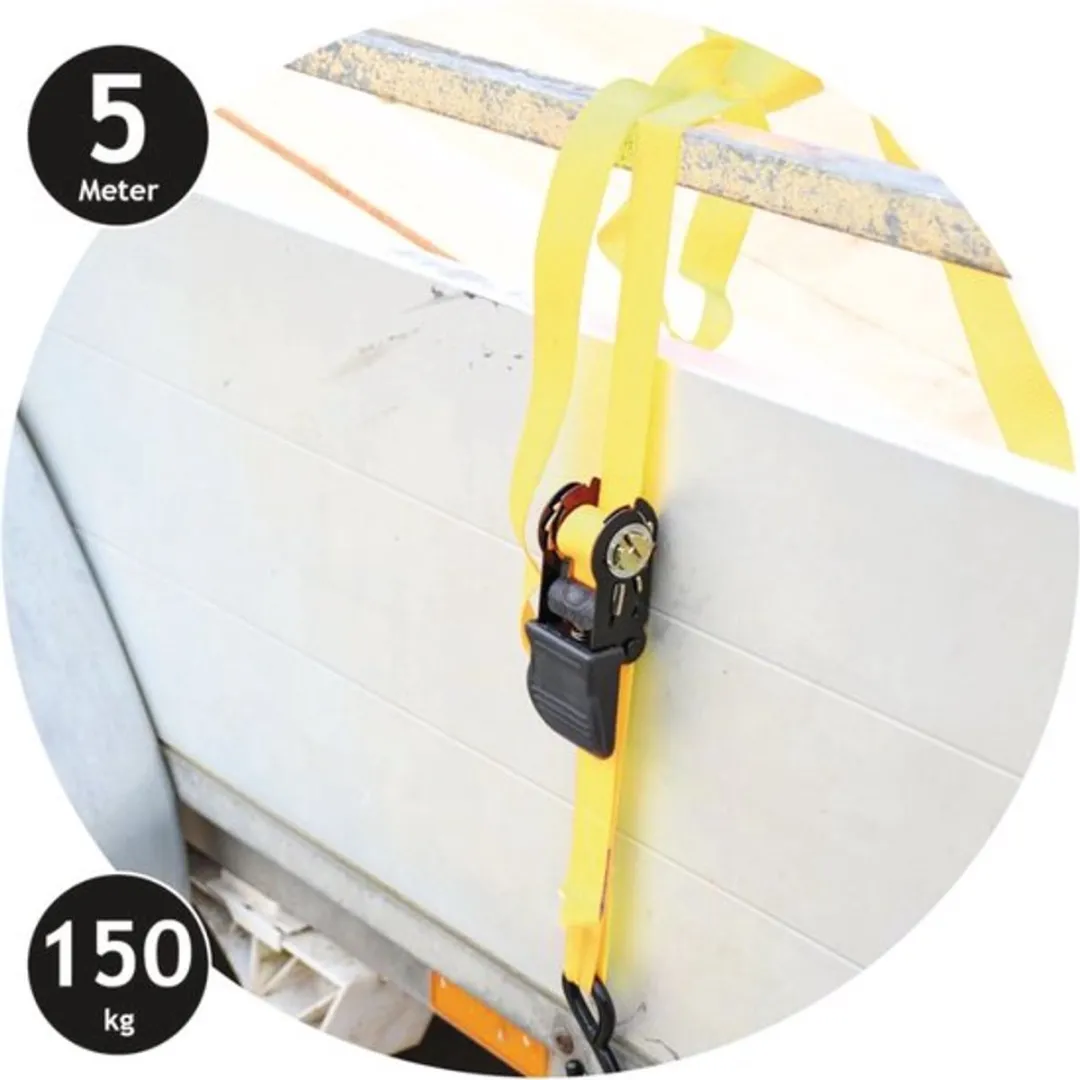 Dunlop Spanband met ratel 5m - 2 Stuks - 150KG - Geel - afbeelding 2 van 3