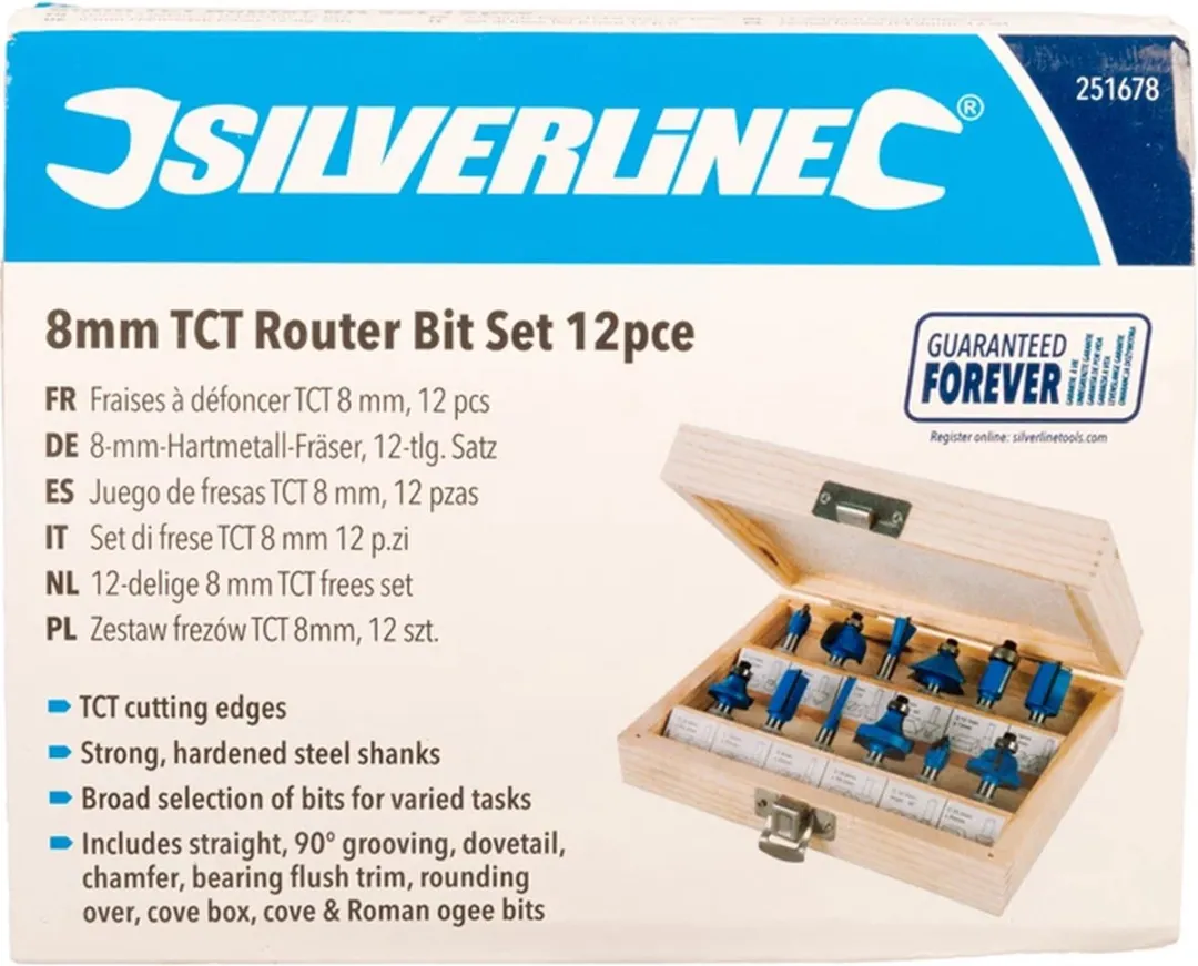 Silverline 12-delige 8mm TCT Frees Set