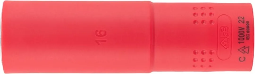 Würth VDE Dopsleutel 16mm - 1/2 inch - Rood
