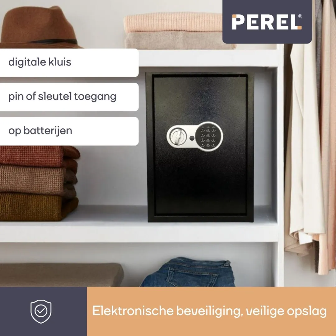 Perel Elektronische Kluis NI-AF75-BG90020 - 50x35x31cm - Zwart - afbeelding 3 van 6