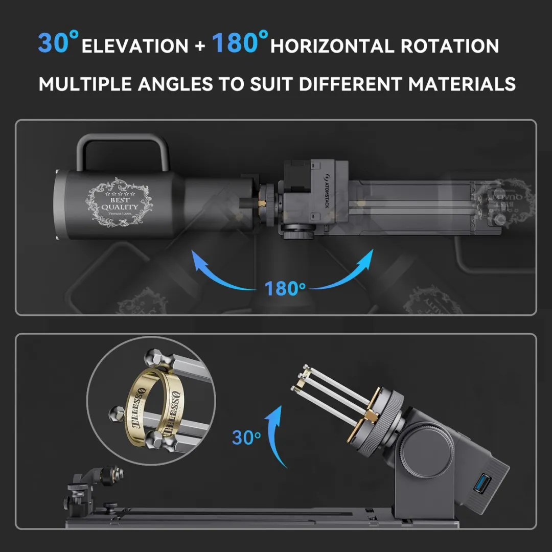 ATOMSTACK R8 Rotary Chuck - Laser Rotatieroller 180°