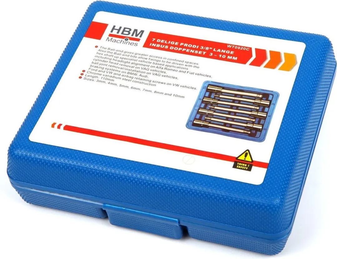 HBM 7-delige Profi 3/8" Inbusset 3-10mm - Kogelkop - afbeelding 3 van 3