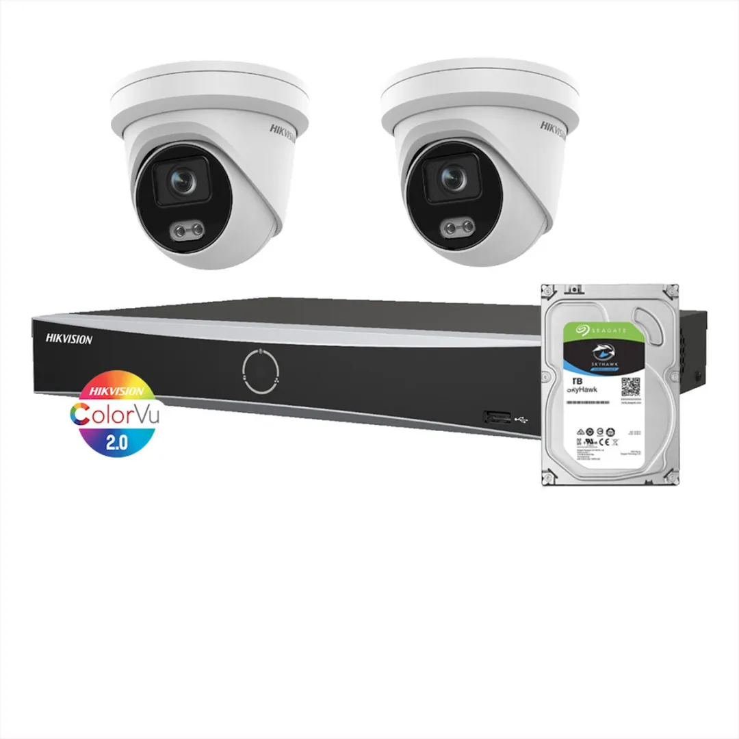 Hikvision 4MP ColorVu IP Camera Set - 2 Stuks + NVR 1TB