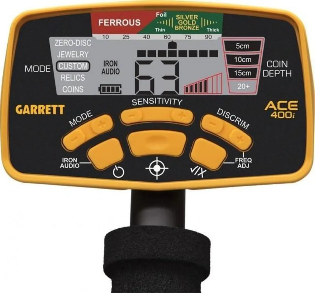 Garrett Ace 400i Metaaldetector 28cm - Zwart/Geel
