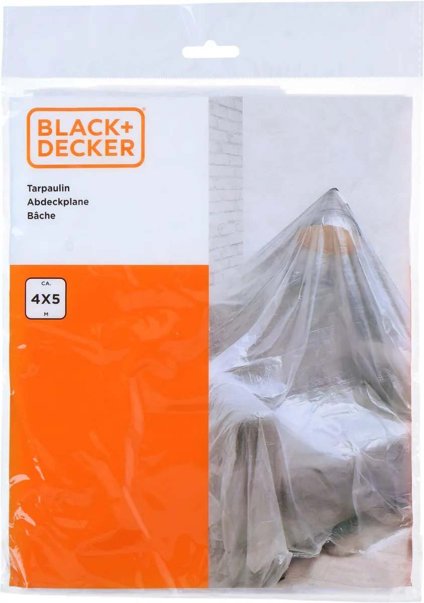 BLACK+DECKER Afdekzeil 4x5m Transparant