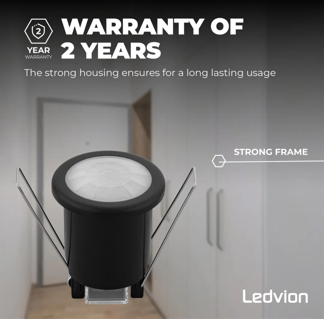 Ledvion Bewegingsmelder LV10035 - Inbouw - 8m Bereik - Zwart