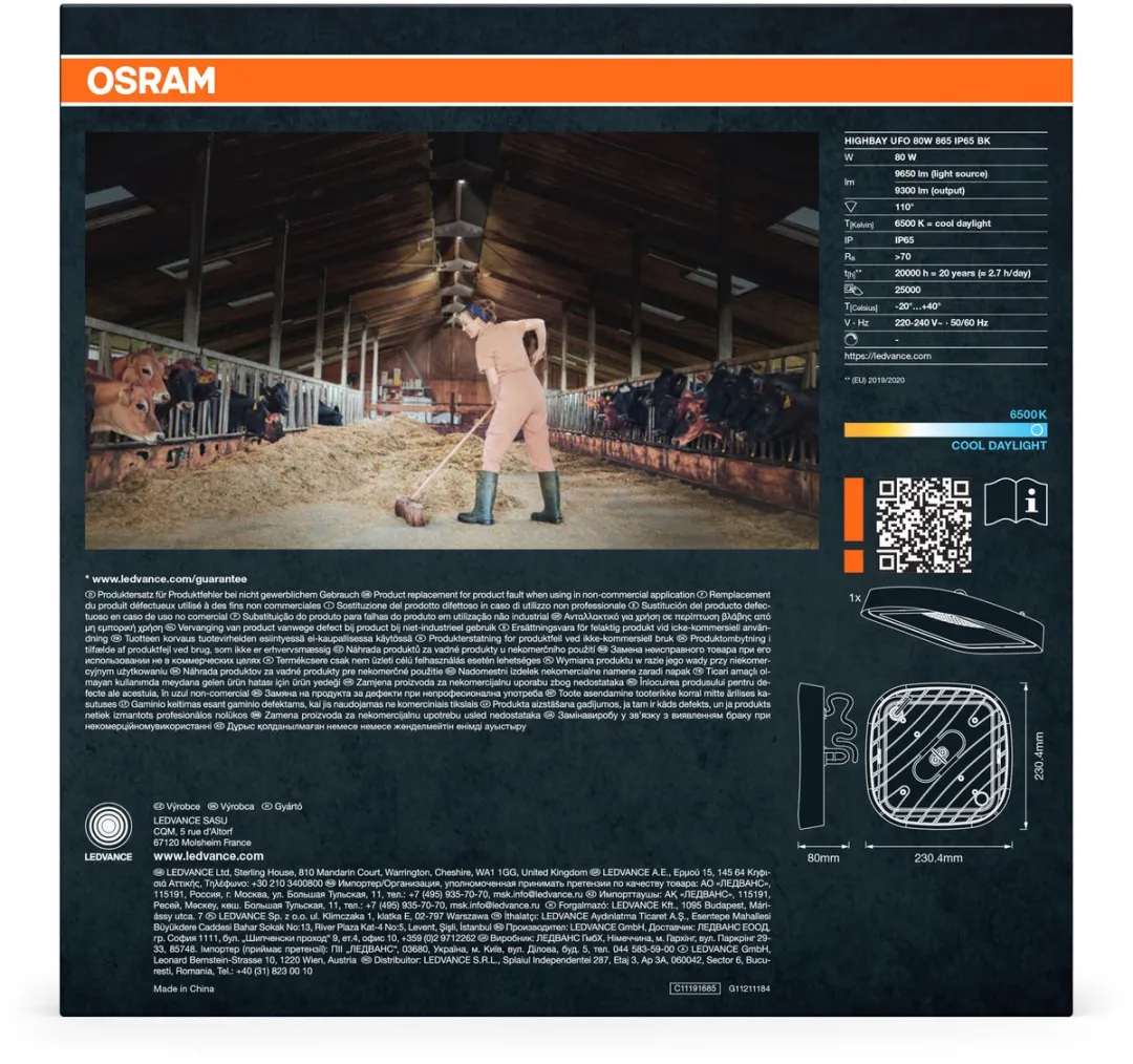 Osram Highbay UFO AC630170155 Plafondlamp - 80W 9300lm Zwart - afbeelding 6 van 6