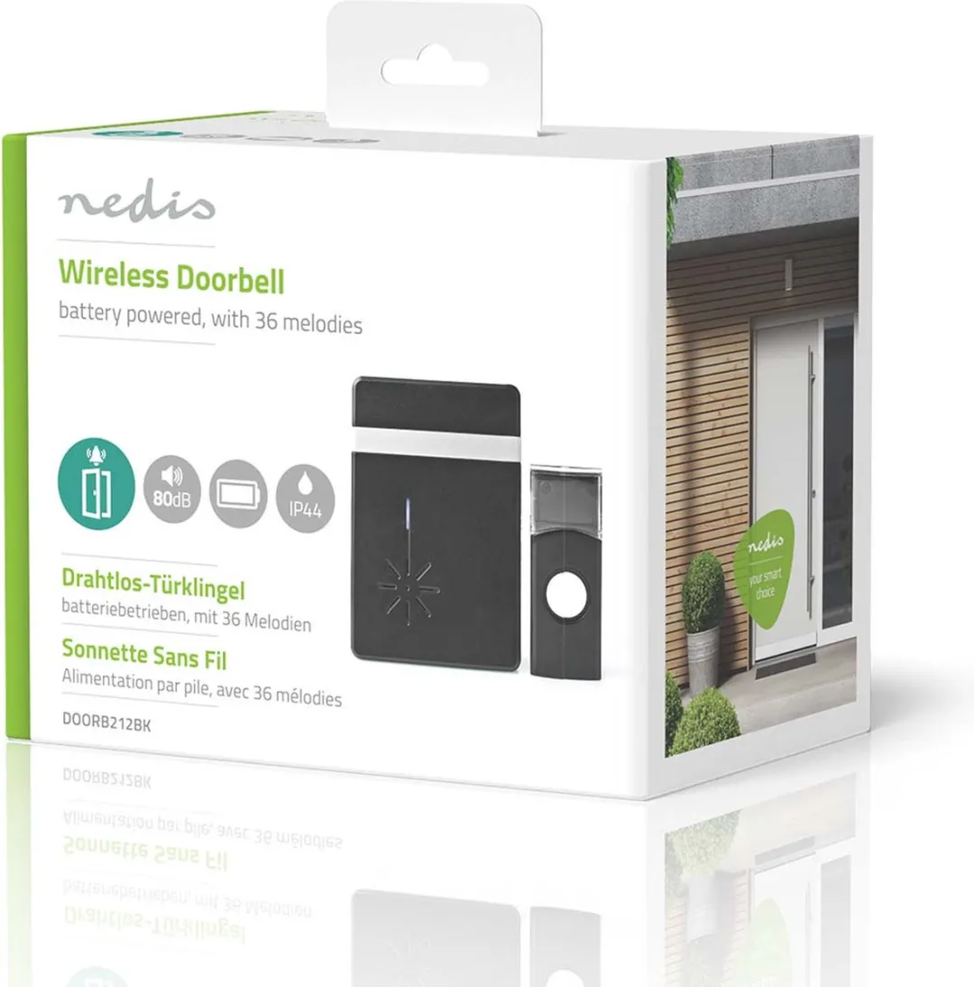 Nedis Draadloze Deurbelset 300m - 36 Melodiën - Zwart