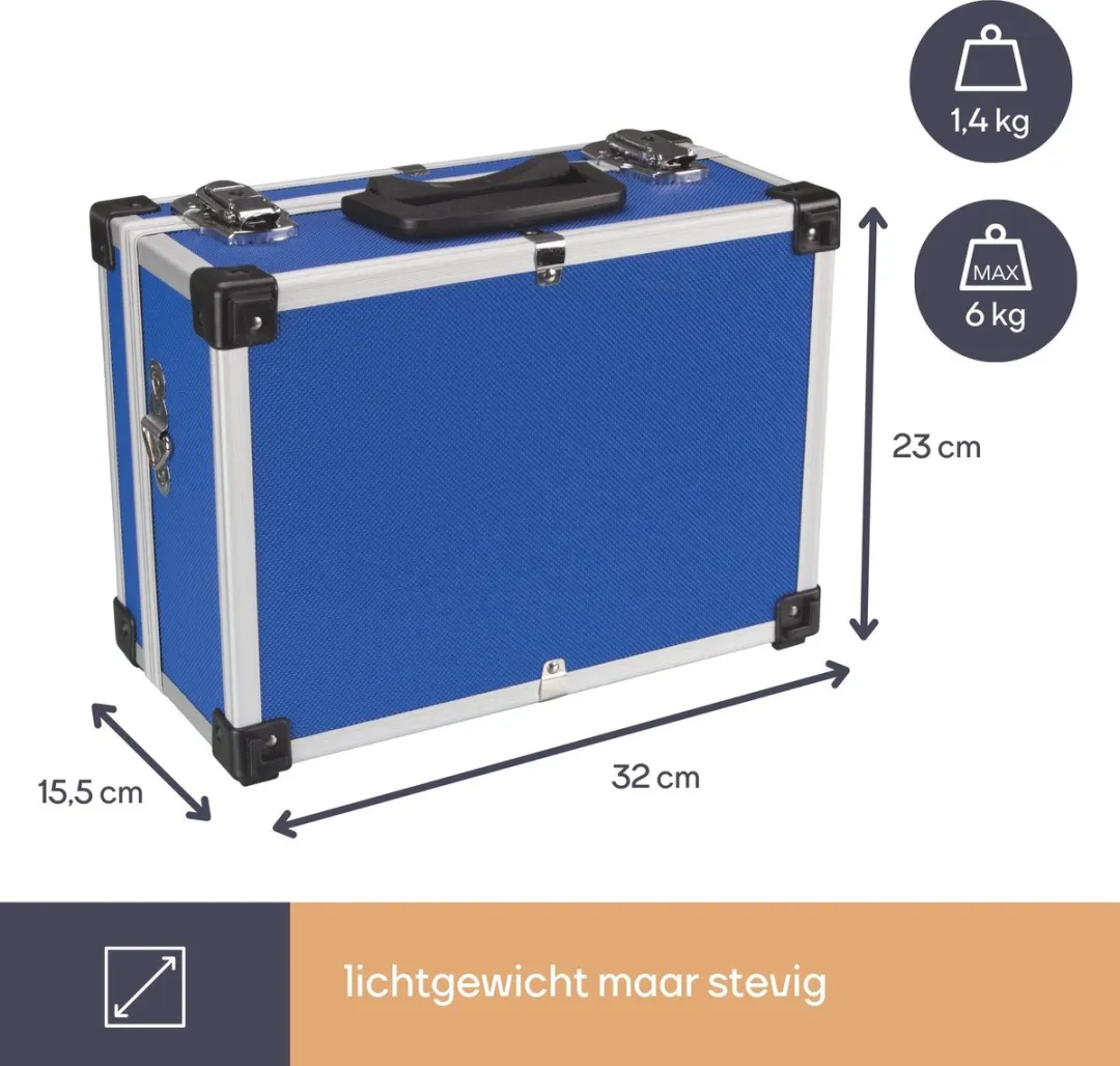 Perel 1821-BL Opbergkoffer - Aluminium - Blauw 320x230x155mm