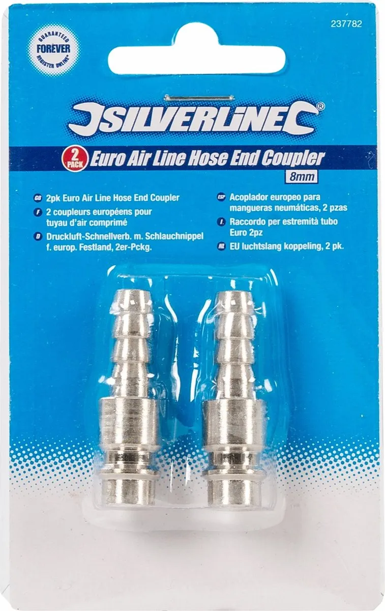 Silverline Luchtslangkoppeling 8mm Bajonet - 2 Stuks