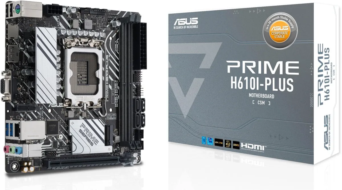 ASUS PRIME H610I-PLUS-CSM H610 Mini-ITX Moederbord - LGA1700