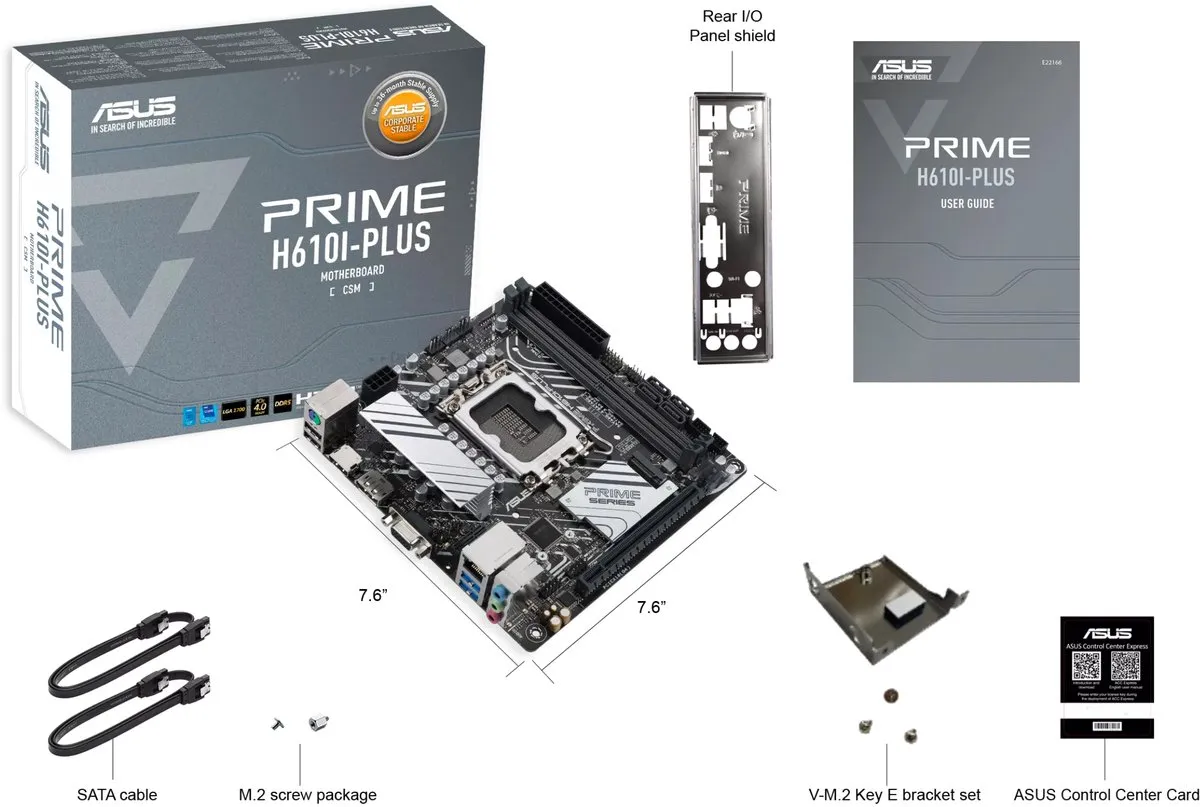 ASUS PRIME H610I-PLUS-CSM H610 Mini-ITX Moederbord - LGA1700