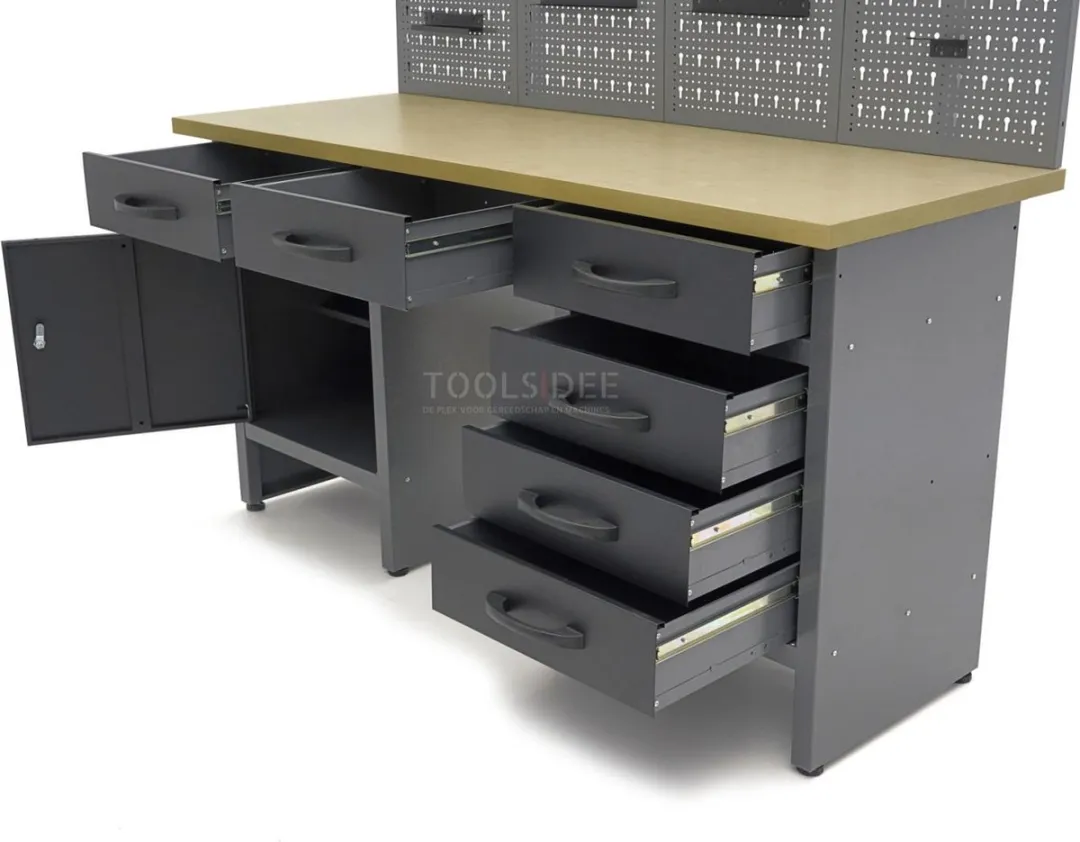 HBM Werkbank met deuren 160x60x200cm - 2 Lades