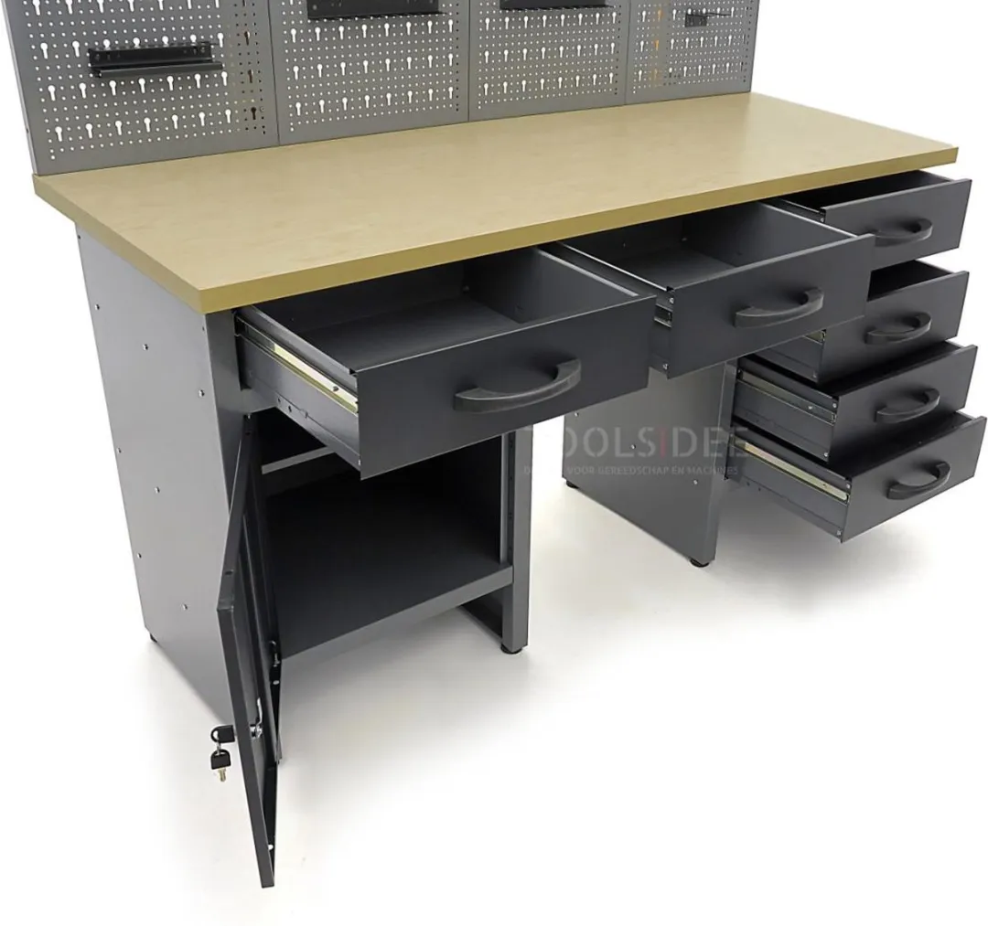 HBM Werkbank met deuren 160x60x200cm - 2 Lades