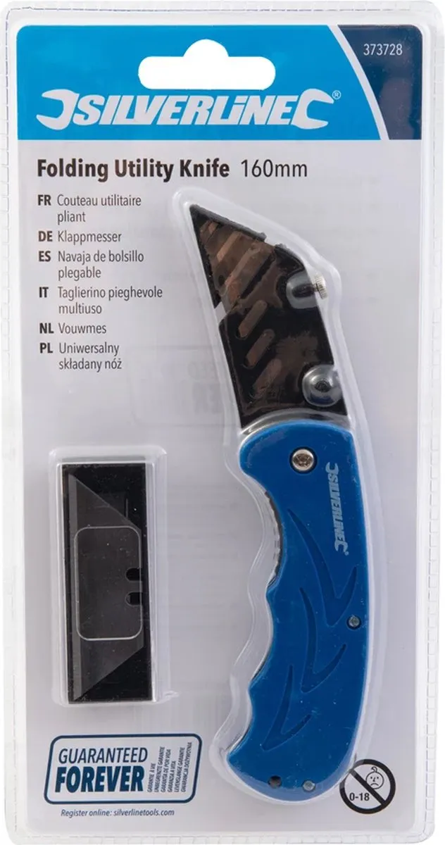 Silverline Vouwmes 160mm Blauw - 5 Mesjes