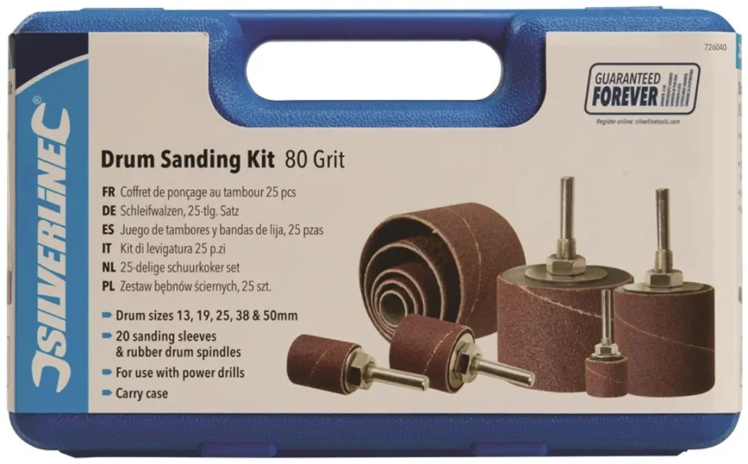 Silverline Schuurkoker Set 25-delig - Korrel 80 - 5 Maten