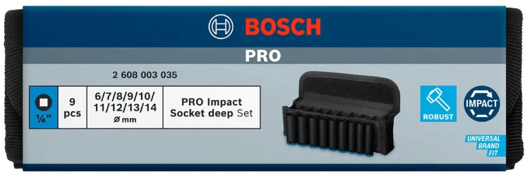 Bosch Professional PRO Impact Krachtdoppenset 9-delig 2608003035 - Zwart/ Groen