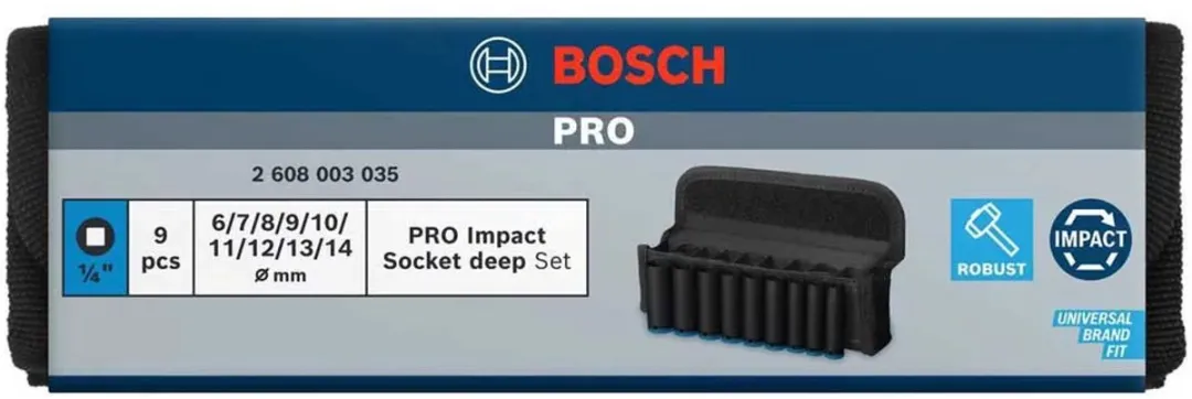 Bosch Professional PRO Impact Krachtdoppenset 9-delig 2608003035 - Zwart/ Groen