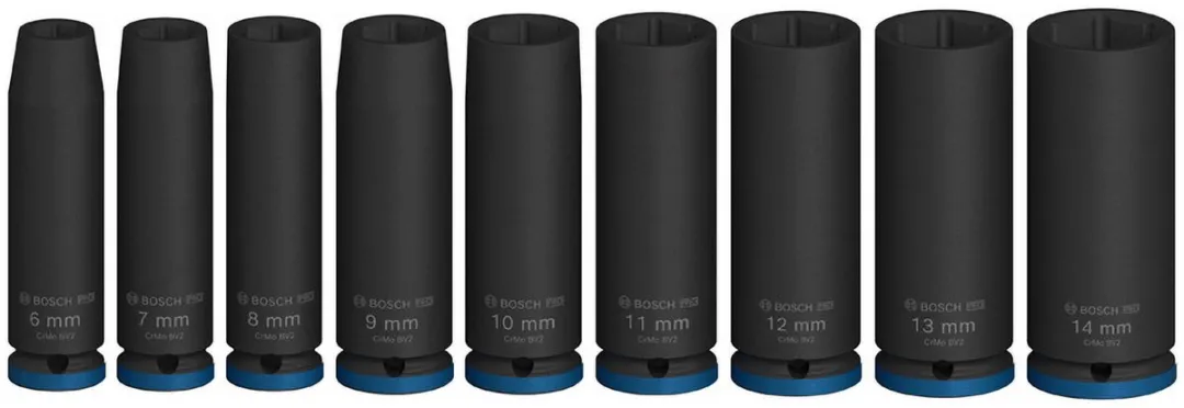 Bosch Professional PRO Impact Krachtdoppenset 9-delig 2608003035 - Zwart/ Groen