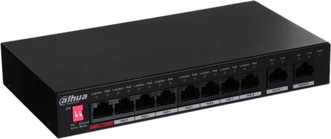 Dahua PFS3010-8ET-96-V2 PoE Switch - 8 Poorten 802.3af/at - Zwart